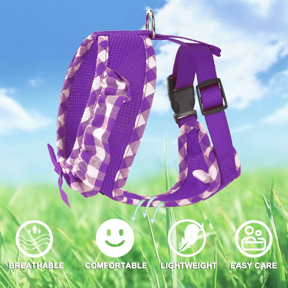 SuperBuddy Upgraded Soft Mesh Dog Harness, Super Breathable Lightweight Pet Harnesses for Puppy Dogs Outdoor Walking, Purple -XS